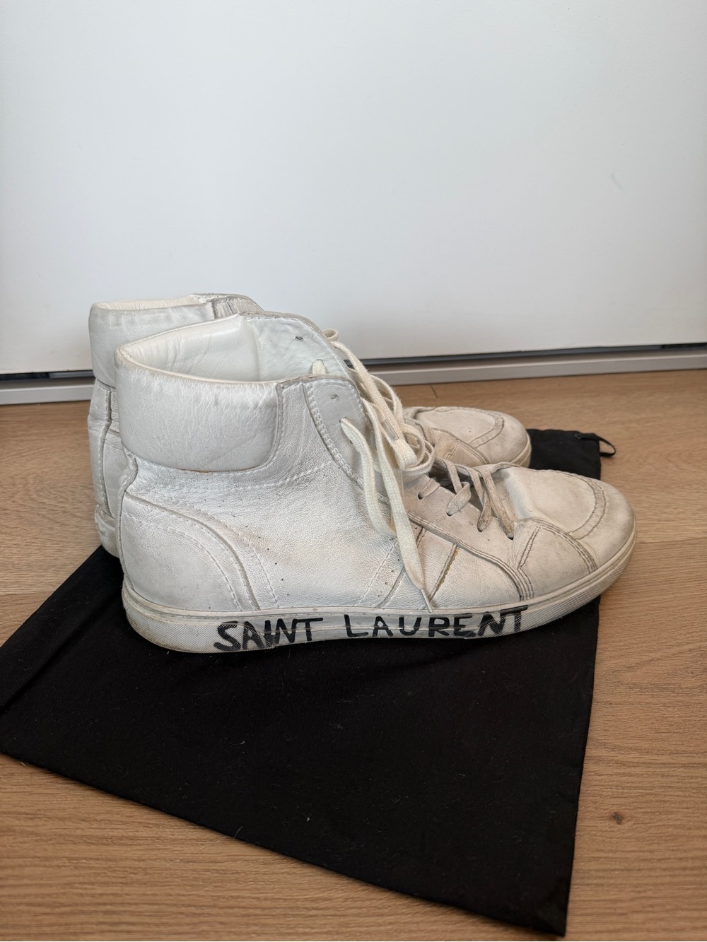 Authentic Saint Laurent Distressed High-Top Joe Sneaker